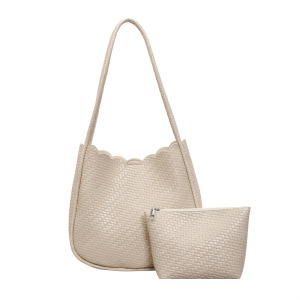 Office Style Woven Solid Color Pu Women's Tote Bag h5