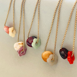 Simple Series Retro Flower Chain Stainless Steel Waterproof   Gold Color  Women's Long Necklaces h5 Picture2