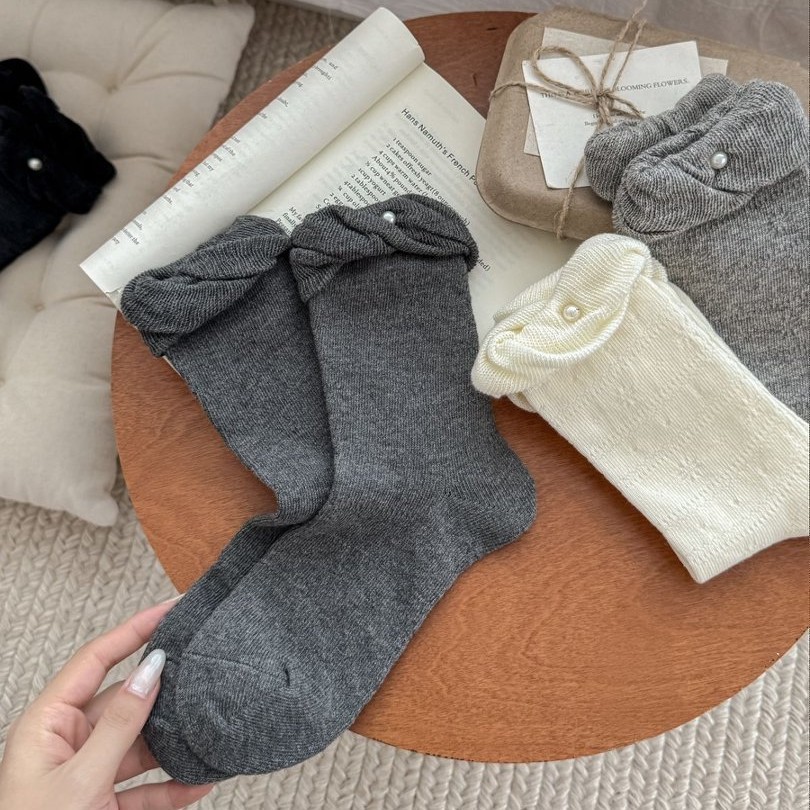 Women's High Bounce Elegant Solid Color Mid-Calf Socks h5Picture3