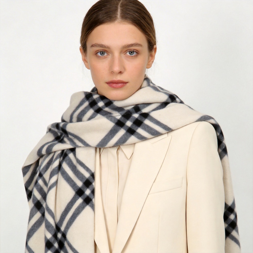 Simple Series Daily Plaid Polyester Winter Scarves h5Picture4