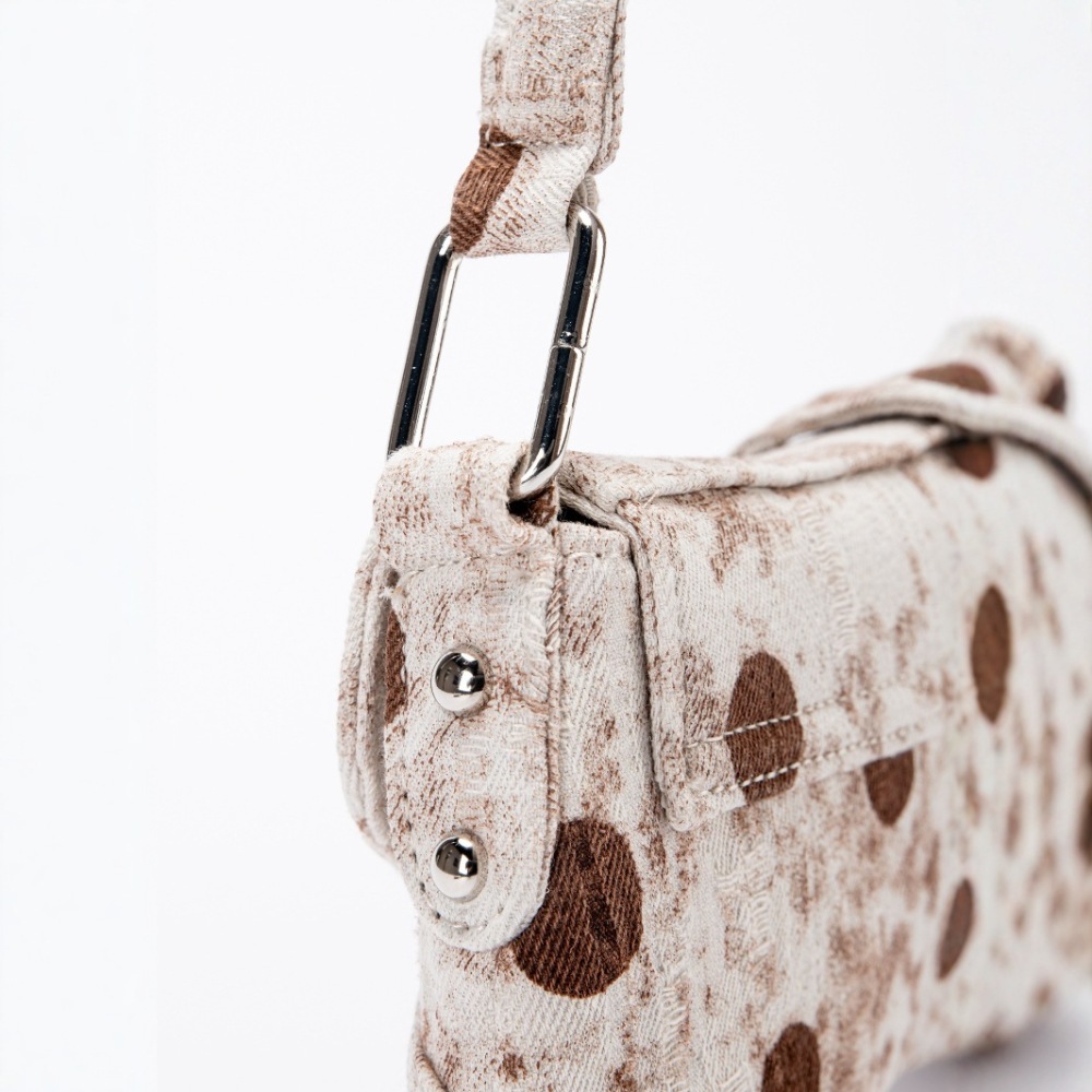 Streetwear Style Printed Polka Dots Fabric Women's Saddle Bag h5Picture4