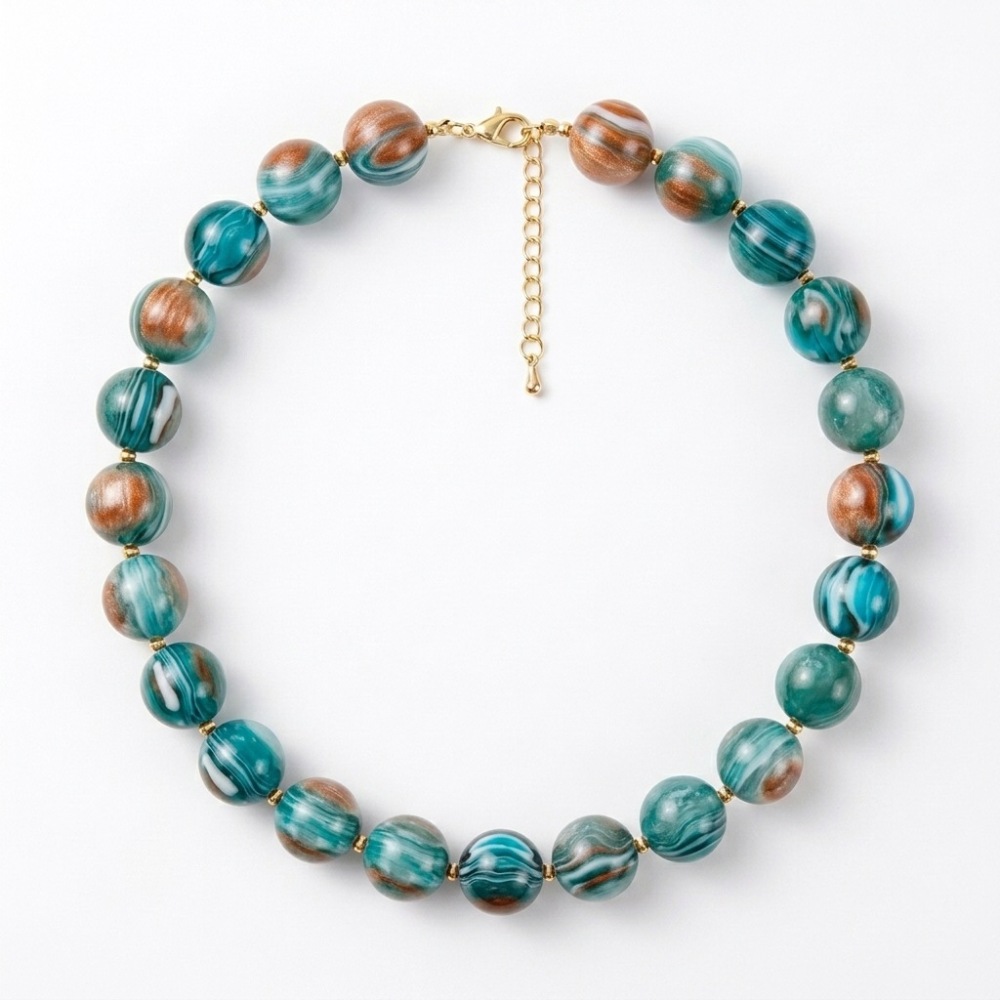 Simple Series Sweet Beads Gradient Color Acrylic Women's Beaded Necklaces 