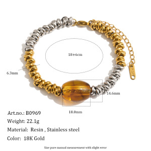 Simple Series Punk Irregular Shape Twist Stainless Steel Waterproof Gold Color Women's Chain Bracelets h5