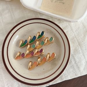 Simple Series Daily Heart Mixed Color Gradient Color Alloy Hair Clips h5 Picture2