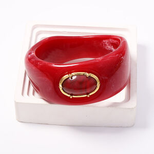 Brazaletes De Resina Para Mujer De La Serie Simple Retro Con Forma Elíptica Irregular. h5 Imagen3