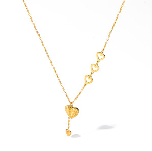 Simple Series Daily Heart Hollowed-Out Stainless Steel Waterproof   Gold Color  Women's Pendant Necklaces h5 Picture4