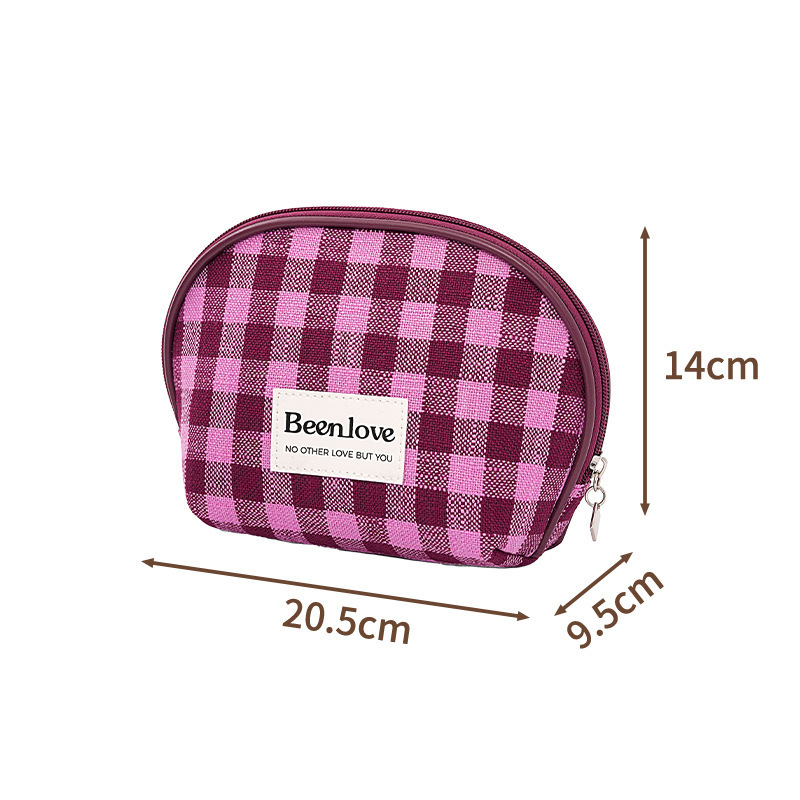 Simple Series Daily Solid Color Plaid Polyester Makeup Bags h5Picture5