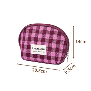 Simple Series Daily Solid Color Plaid Polyester Makeup Bags h5 Picture5
