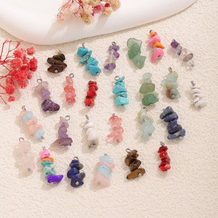 Romantic Series Diy Irregular Shape Gradient Color Natural Stones   Gold Color  Women's Pendants 2