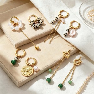 Romantic Series Retro Tassel Beads Stainless Steel Waterproof   Gold Color  Women's Drop Earrings h5 Picture2