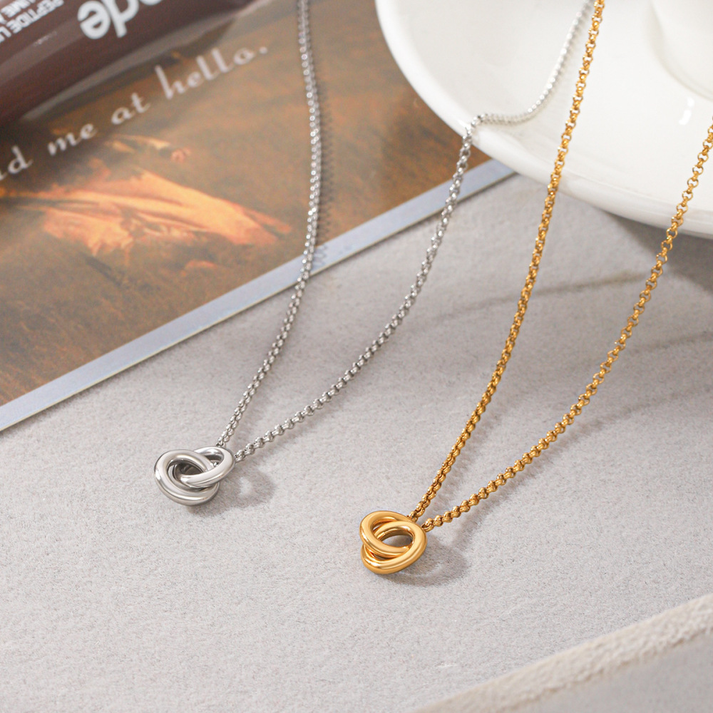 Circle Stainless Steel Waterproof Gold Color Pendant Necklaces Picture3