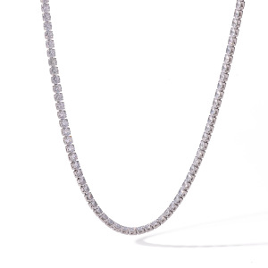 Simple Series Daily Geometric Shape Stainless Steel Waterproof   Gold Color  Zircon Women‘s Chain Necklaces h5 Picture4