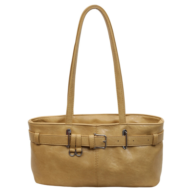 Old Money Style Metal Hardware Solid Color Pu Women's East-West Bag 