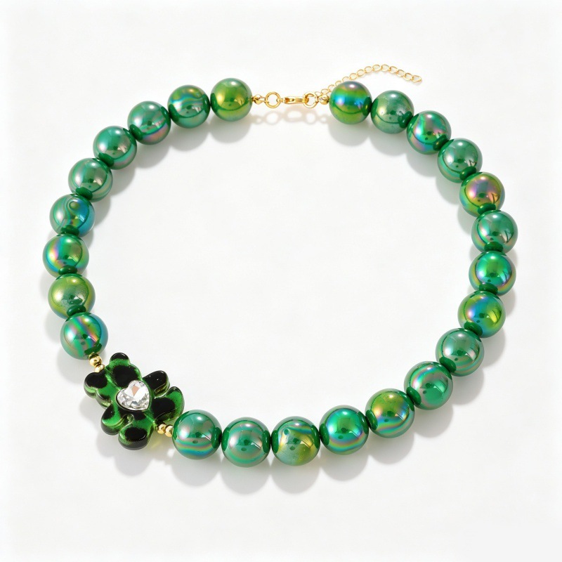 Romantic Series Cute Bear Beads Resin Women's Beaded Necklaces 