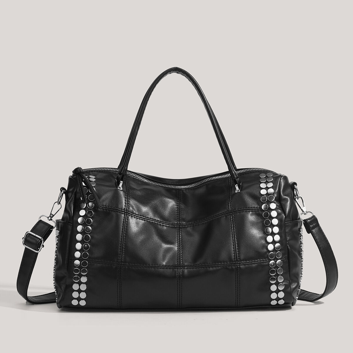 Casual Stijl, Metalen Details, Studs, Effen Kleur, Premium Kwaliteit Pu, Dames Sport- En Reistassen h5 