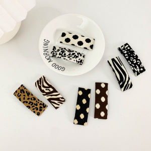 Simple Series Retro Leopard Print Polka Dots Mixed Color Animal Print Fabric Hair Clips h5 Picture2