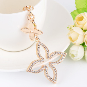 Simple Series Elegant Flower Clover Alloy Rhinestone Keychain h5 Picture3