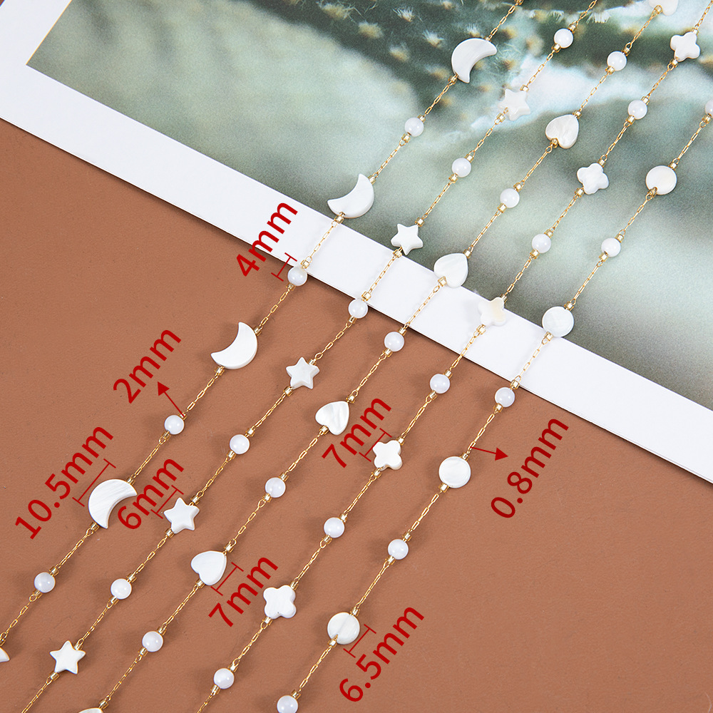 Simple Series Diy Clover Moon Stainless Steel Waterproof Gold Color Stringing Materials Picture2