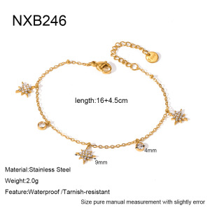 Simple Series Daily Flower Geometric Shape Stainless Steel Waterproof   Gold Color  Zircon Women's Chain Bracelets h5 