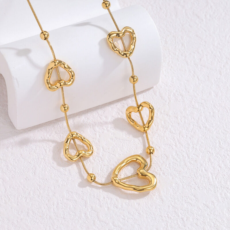Conjunto De Joyas Para Mujer De La Serie Romantic Elegant Heart, De Acero Inoxidable, Resistente Al Agua Y Color Dorado. Imagen3