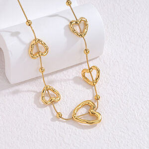 Conjunto De Joyas Para Mujer De La Serie Romantic Elegant Heart, De Acero Inoxidable, Resistente Al Agua Y Color Dorado. h5 Imagen3