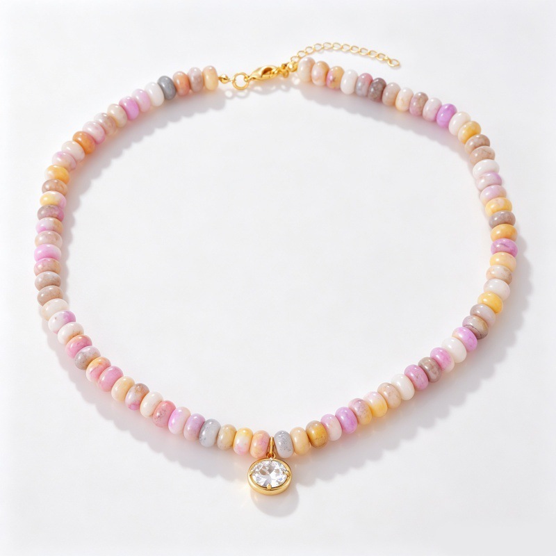 Romantic Series Sweet Beads Gradient Color Natural Stones Women's Beaded Necklaces