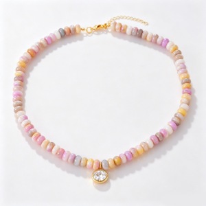 Romantic Series Sweet Beads Gradient Color Natural Stones Women's Beaded Necklaces h5