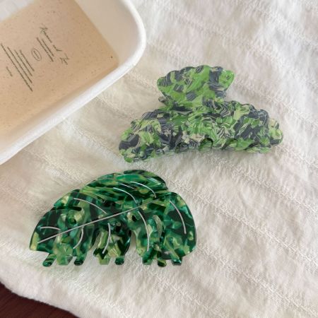 Simple Series Natural Mixed Color Leaf Gradient Color Acetate Hair Claws