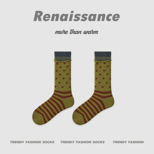 Retro Stripes Polka Dots Color Clash Mid-Calf Socks h5 