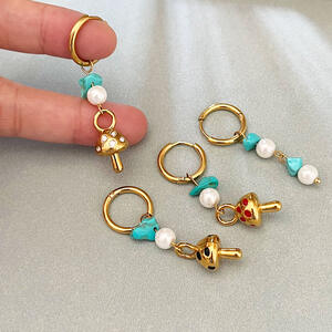 Boucles D'Oreilles Perles Élégantes Romantiques En Acier Inoxydable, Couleur Or, Imperméables, Avec Perles Végétales. h5 Image2