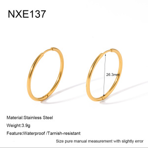 Simple Series Daily Stainless Steel Waterproof   Gold Color  Women's Hoop Earrings h5 