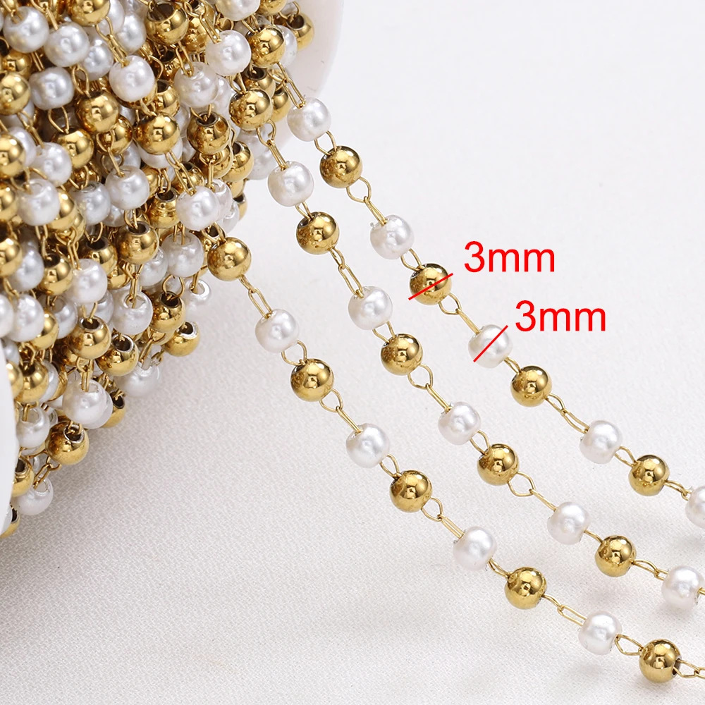 Simple Series Diy Beads Chain Stainless Steel Waterproof Gold Color Stringing Materials