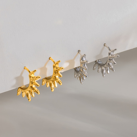 Simple Series Daily Sun Geometric Shape Stainless Steel Waterproof   Gold Color  Women's Hoop Earrings