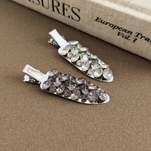 Luxurious Series Simple Solid Color Geometric Shape Alloy Rhinestone Hair Clips h5 Picture3