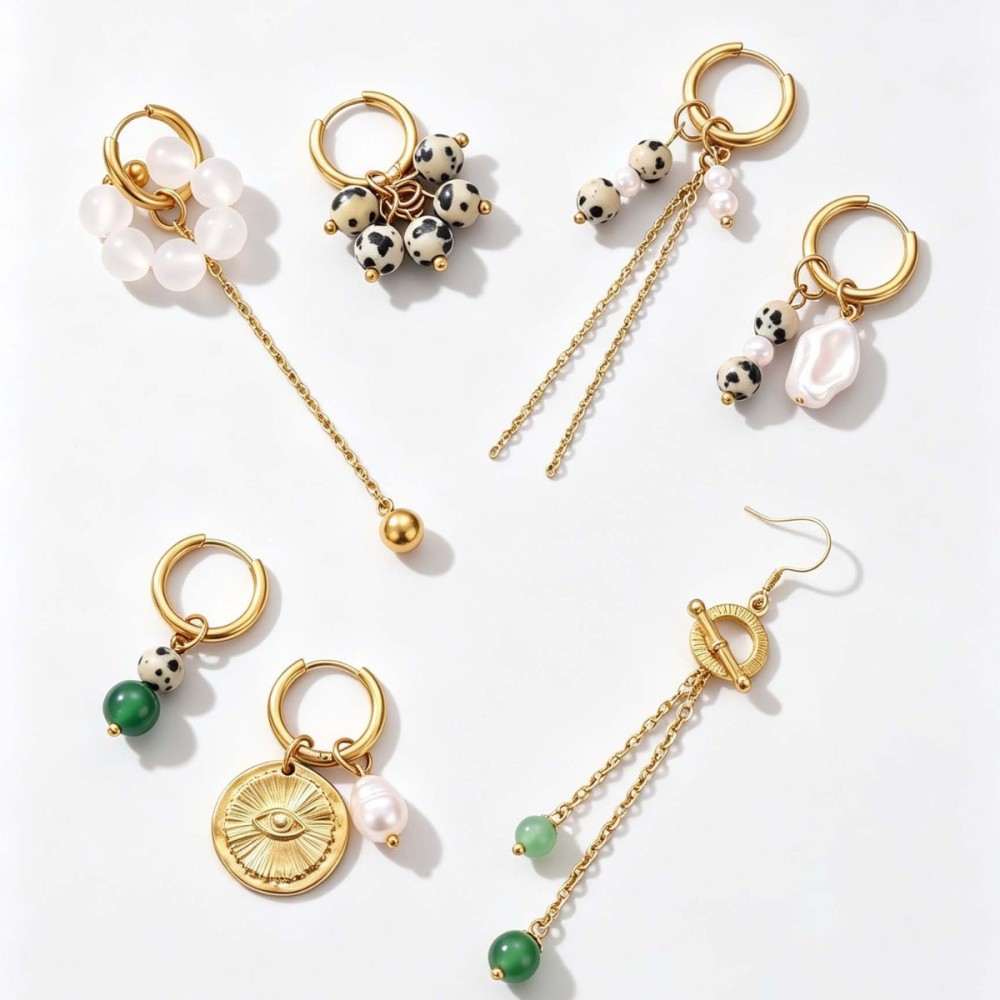 Romantic Series Retro Tassel Beads Stainless Steel Waterproof   Gold Color  Women's Drop Earrings Picture5