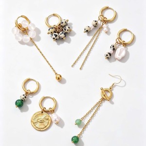 Romantic Series Retro Tassel Beads Stainless Steel Waterproof   Gold Color  Women's Drop Earrings h5 Picture5