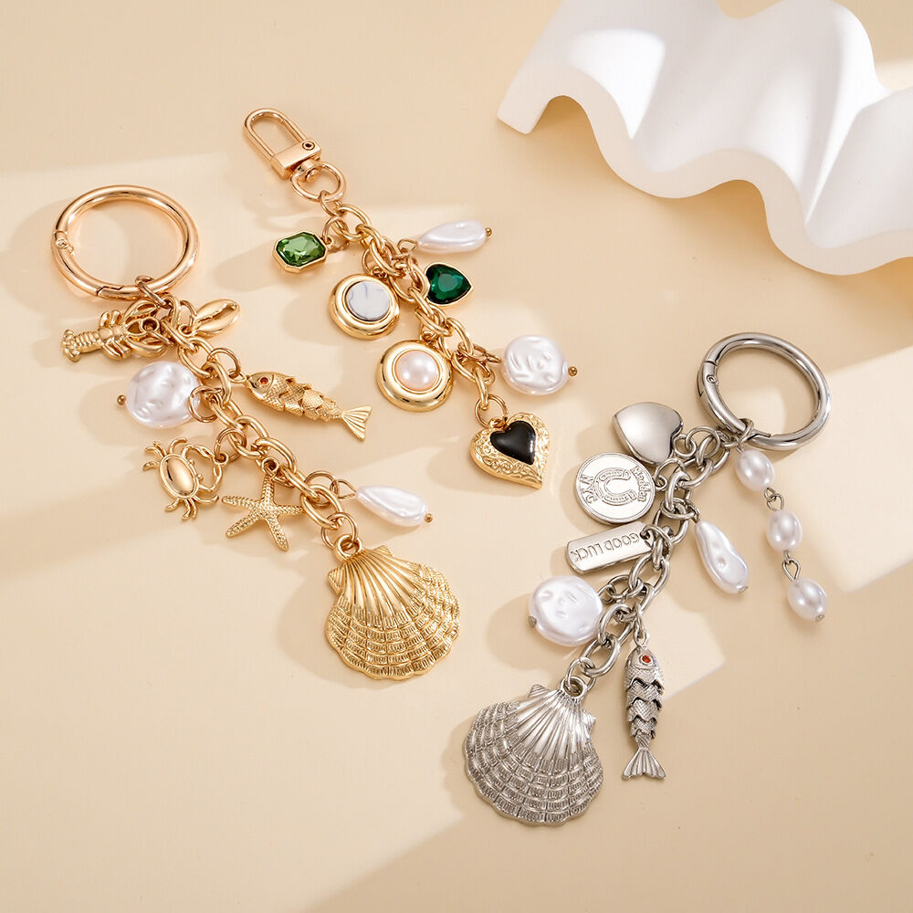 Simple Series Daily Heart Animal Oceanic Style Beads Chain Shell Fish Starfish Alloy Bag Charms