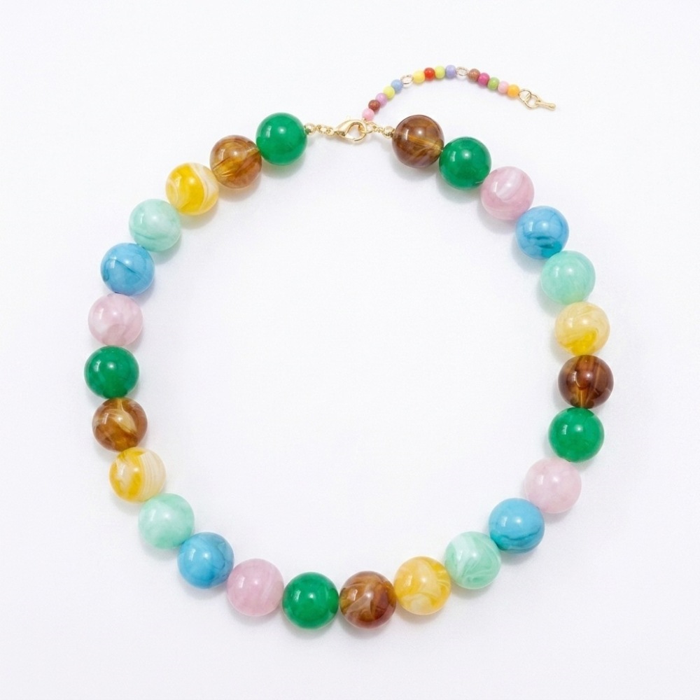 Simple Series Daily Beads Gradient Color Resin Women's Basic Necklaces