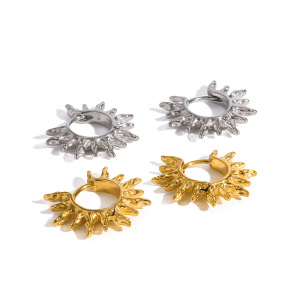 Simple Series Daily Sun Geometric Shape Stainless Steel Waterproof   Gold Color  Women's Hoop Earrings h5 Picture4