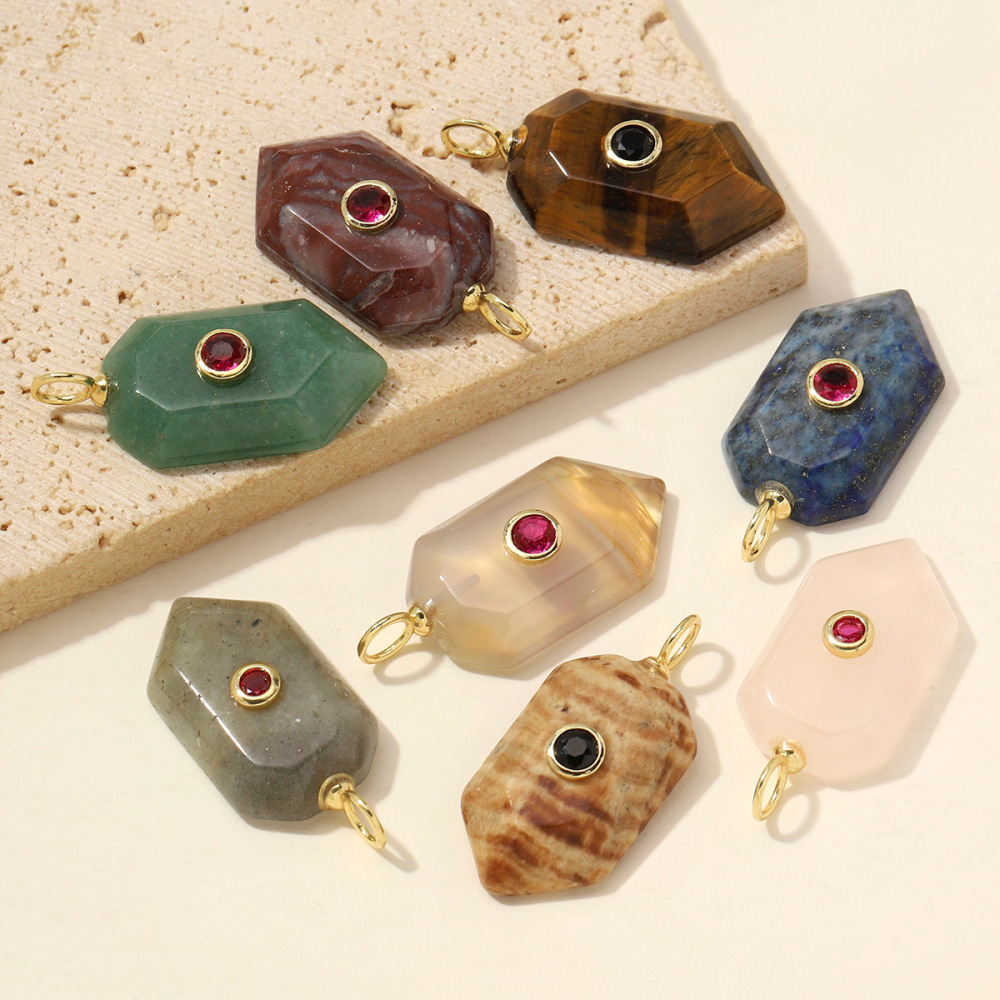 Simple Series Diy Geometric Shape Natural Stones Women's Pendants Picture2