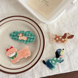 Simple Series Cute Animal Christmas Plaid Polka Dots Mixed Color Dachshund Acetate Hair Clips h5 Picture3