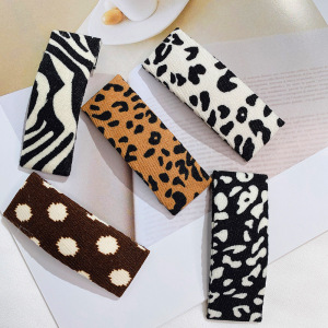 Simple Series Retro Leopard Print Polka Dots Mixed Color Animal Print Fabric Hair Clips h5 Picture3