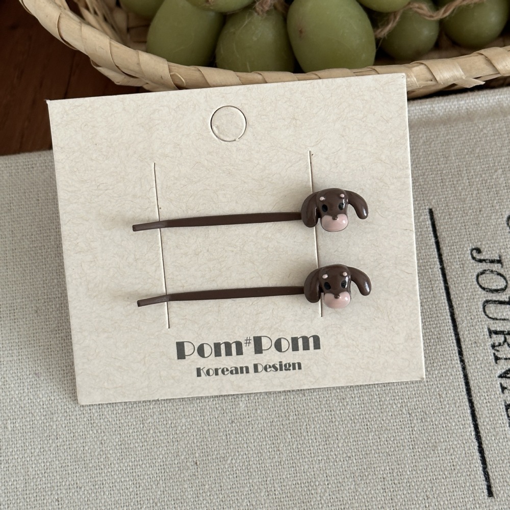 Simple Series Cute Animal Dachshund Alloy Hair Clips 