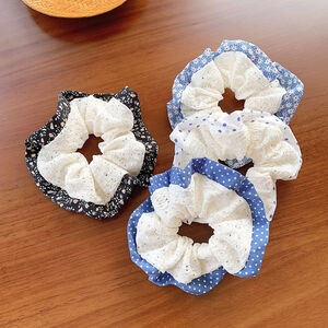 Simple Series Sweet Flower Plaid Polka Dots Polyester Scrunchies h5 Picture3