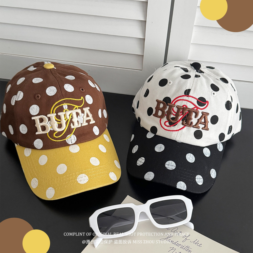 Baseballkappe Aus Baumwolle Der Simple Series Mit Lässigem Buchstaben- Und Polka-Dot-Muster In Verschiedenen Farben Bild2