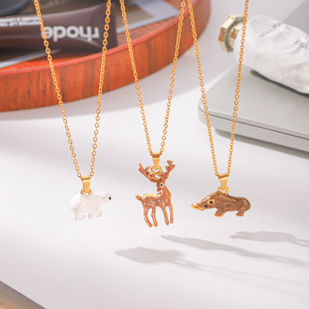 Simple Series Daily Animal Stainless Steel Waterproof   Gold Color  Women's Pendant Necklaces Picture3