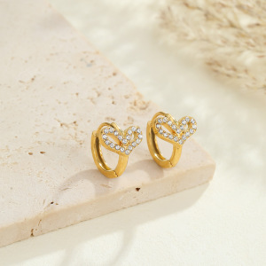 Simple Series Daily Heart Stainless Steel Waterproof Drop Earrings h5 Picture3