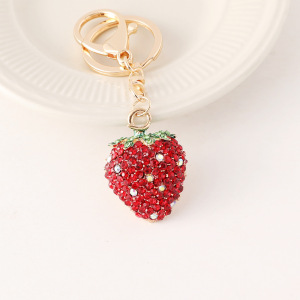 Luxurious Series Daily Strawberry Alloy Rhinestone Keychain h5 Picture3