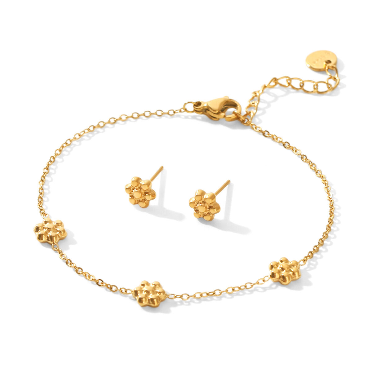 Conjuntos De Joyería Para Mujer Simple Series Daily Flower De Acero Inoxidable, Resistentes Al Agua Y Color Dorado. h5 Imagen6