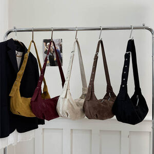 Borsa A Tracolla Da Donna In Pelle Scamosciata Con Patchwork A Tinta Unita, Stile Minimalista. h5 Immagine3